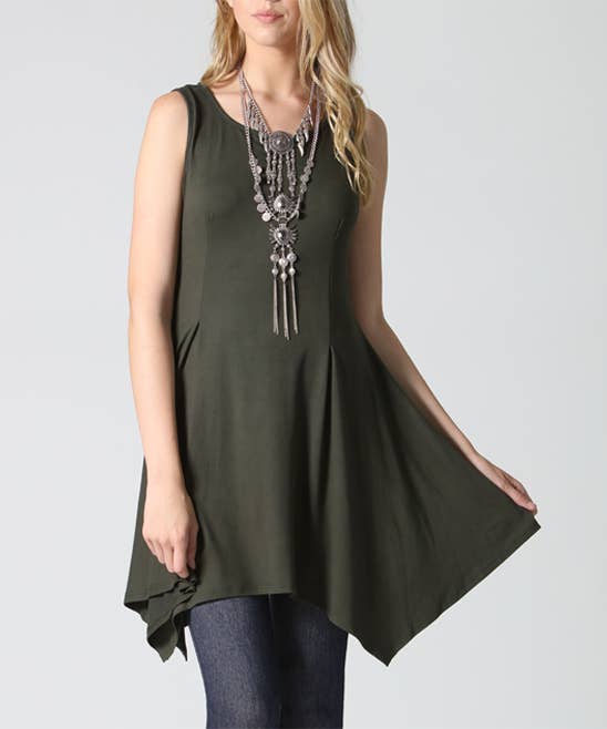 ,._ SI-2089 Flare Sleeveless Tunic