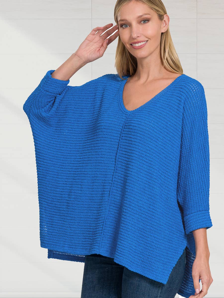 `"...._ Batwing Sleeve Jacquard Sweater