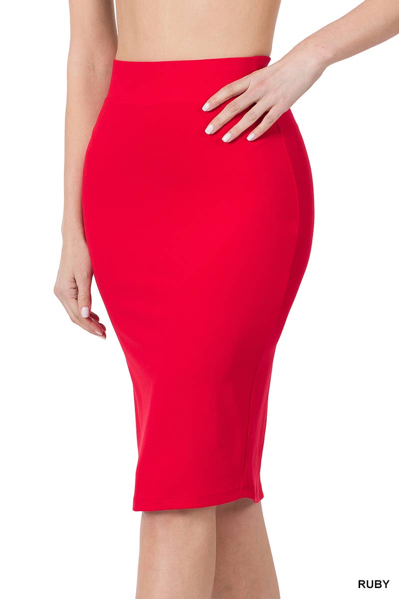 ",...BUTTERY SOFT FABRIC BASIC KNEE SKIRT