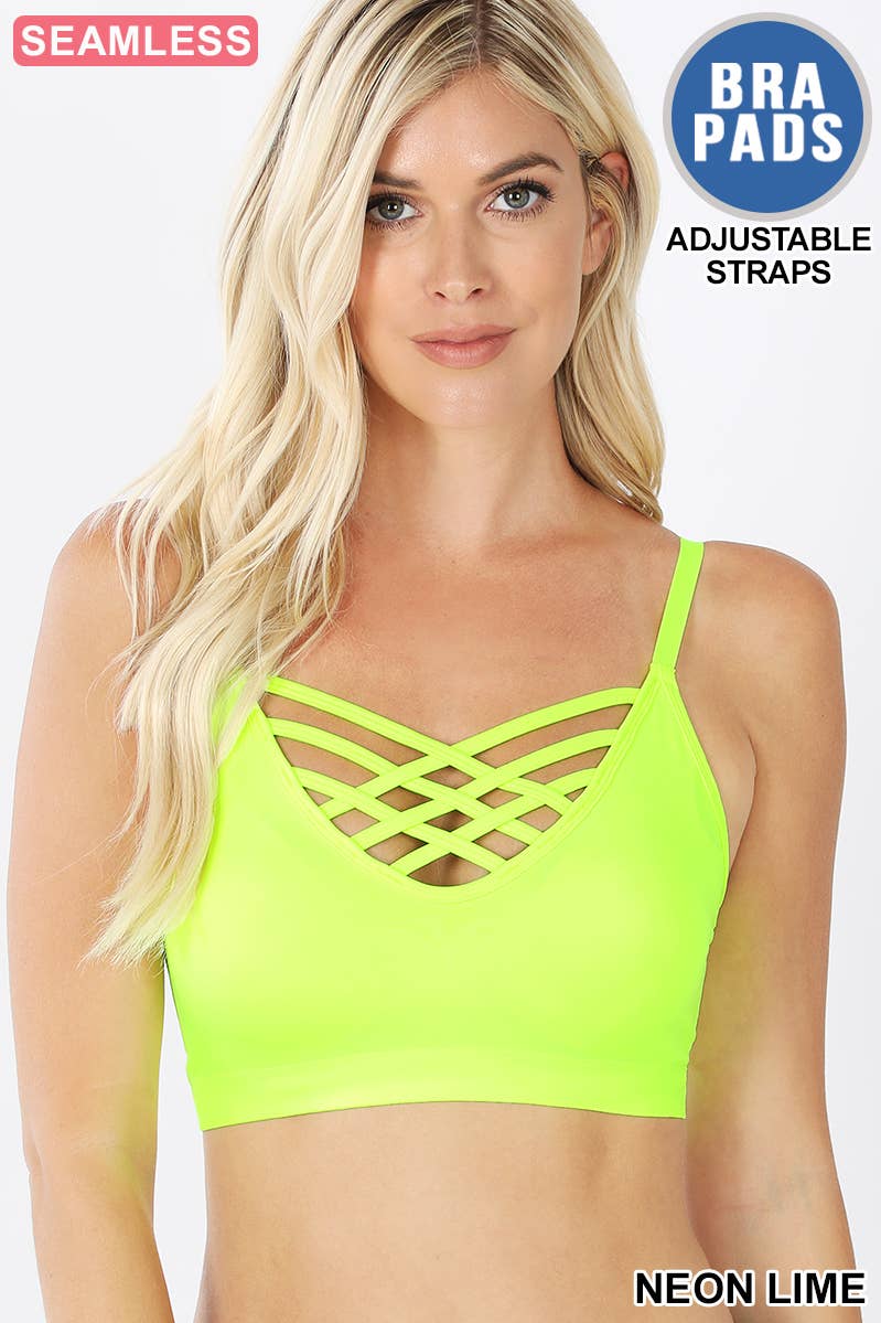 `", Lattice Bralette With Removable Bra Pads