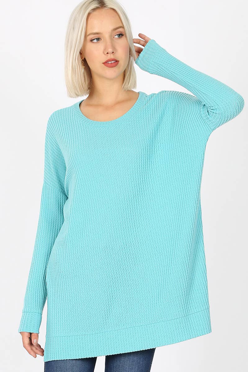...0708 Brushed Thermal Waffle Round Neck Sweater SI-15284