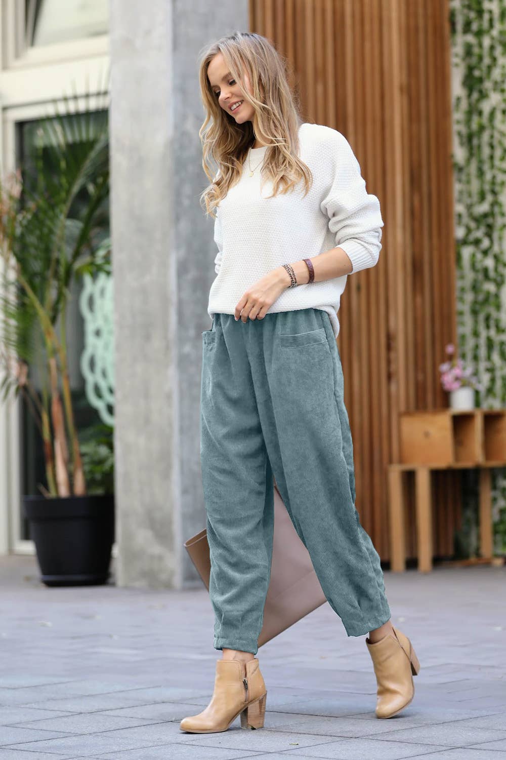 ,,_...Corduroy Front pocket Baggy Pants