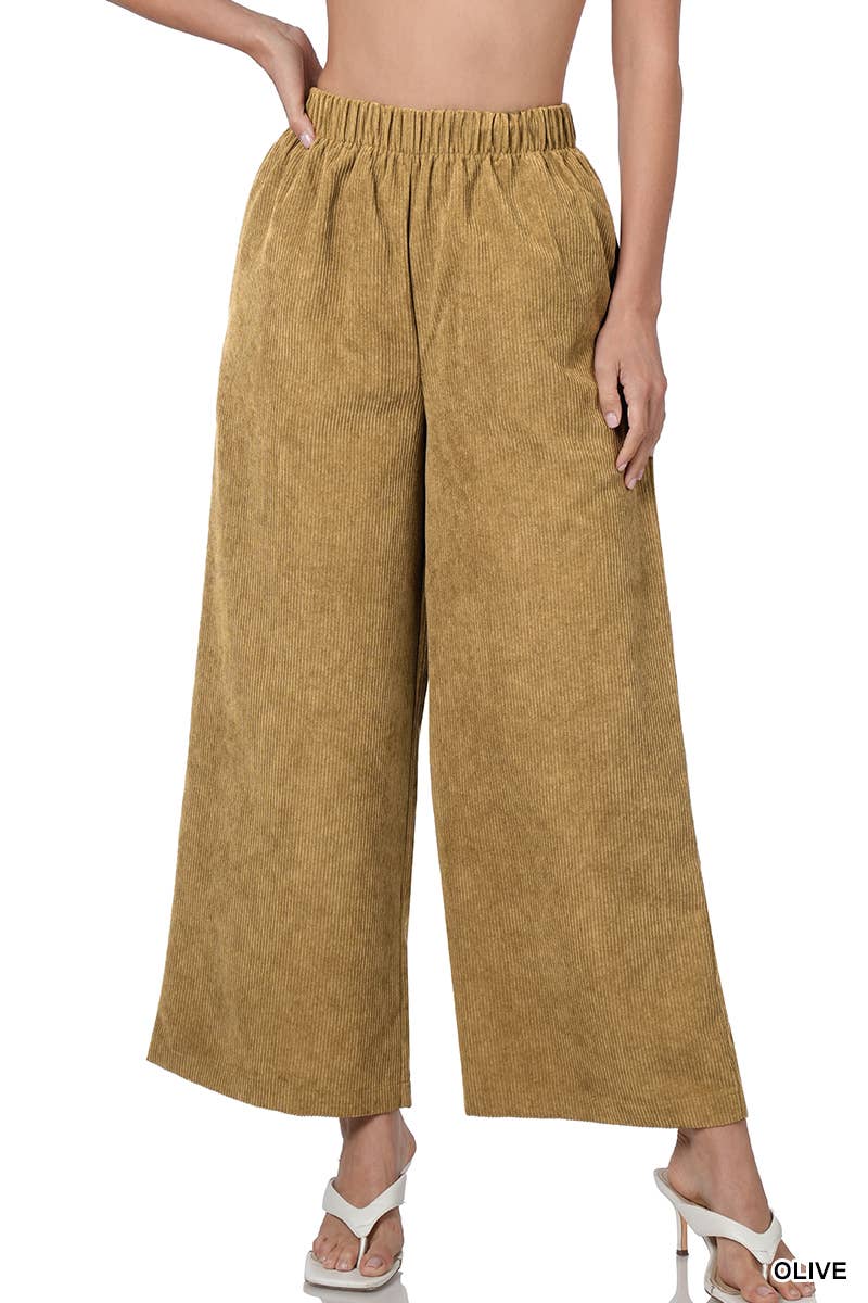 ",,...CORDUROY WIDE LEG PANTS WITH POCKETS
