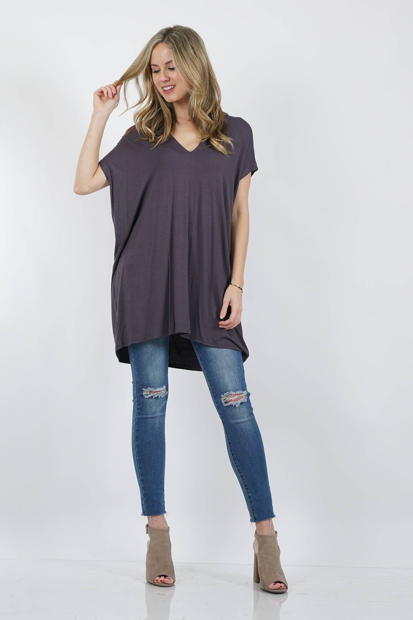 `",...._ Double Vneck loose fit tunic