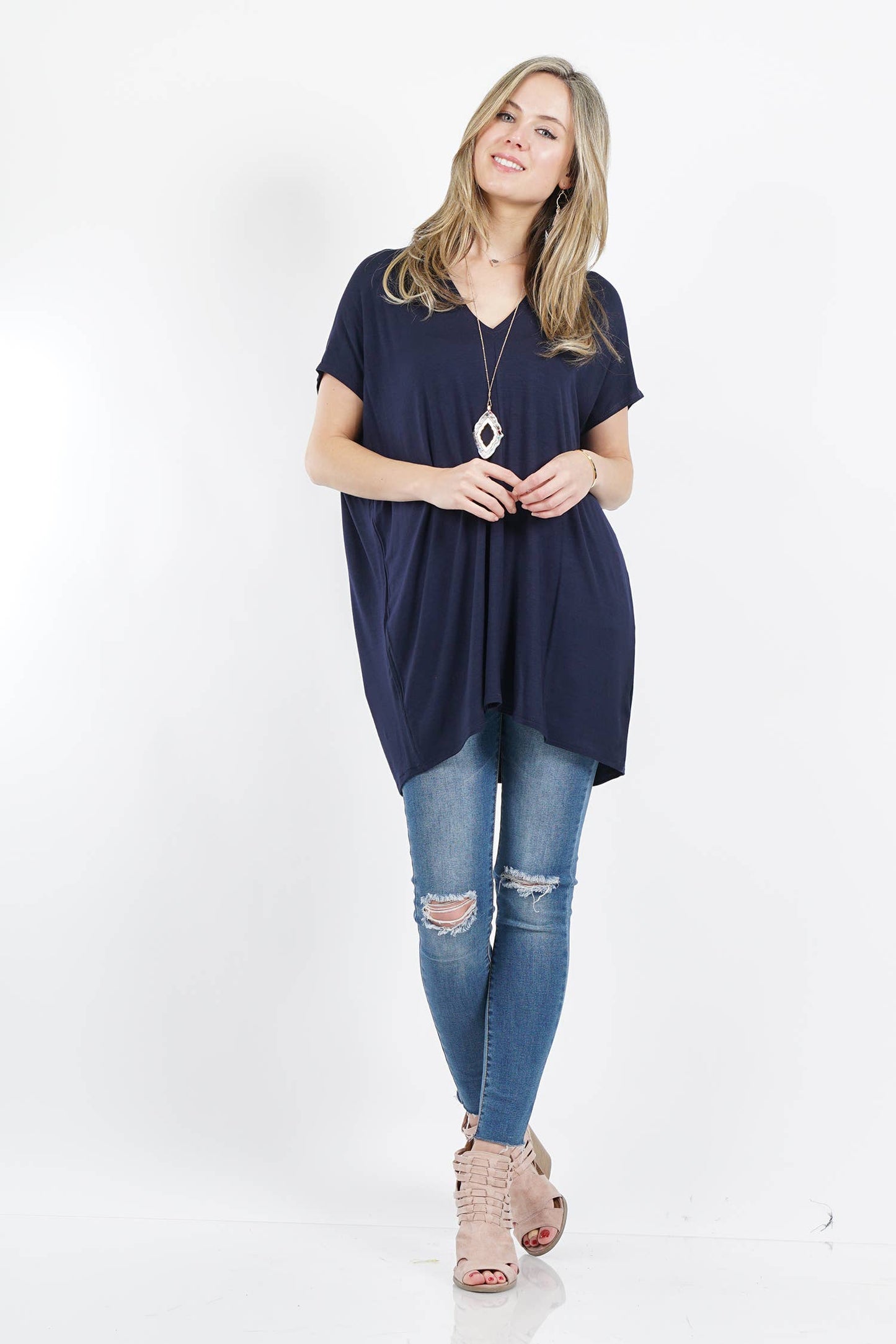 `",...._ Double Vneck loose fit tunic