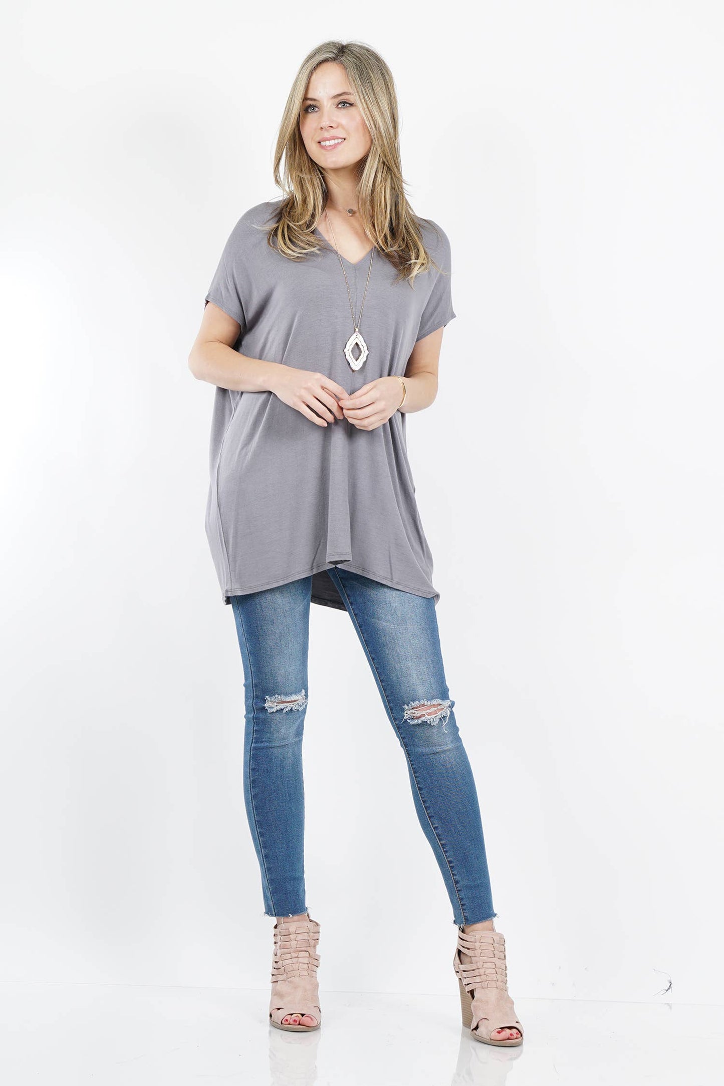 `",...._ Double Vneck loose fit tunic