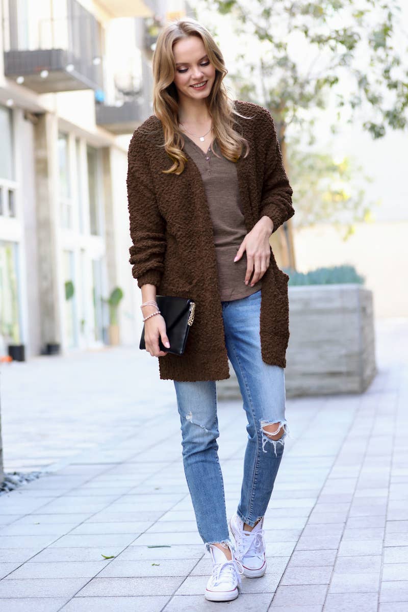 `"Popcorn Sweater Cardigan