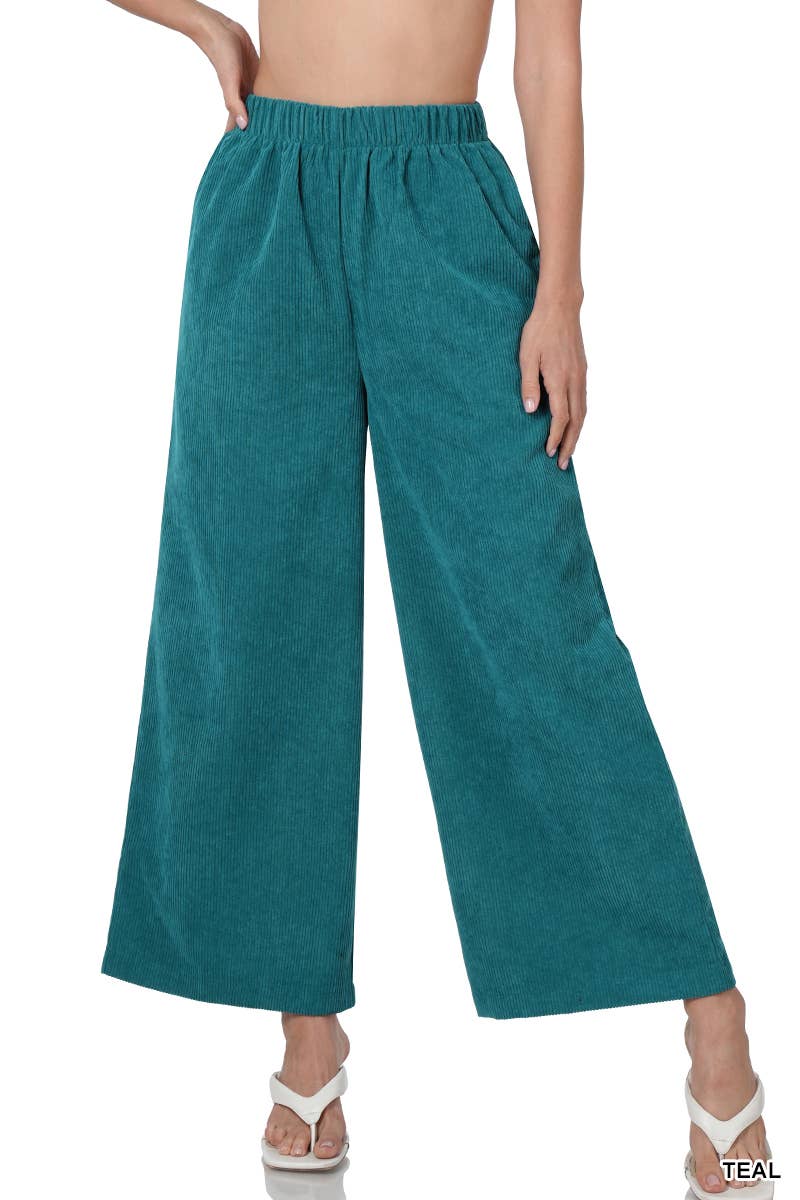 ",,...CORDUROY WIDE LEG PANTS WITH POCKETS