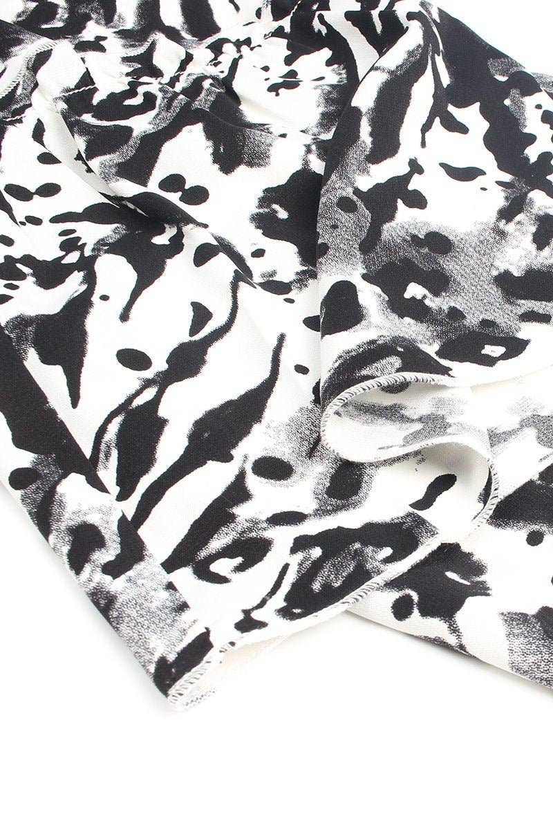 Allover Print Knot Neck Bell Sleeve Blouse