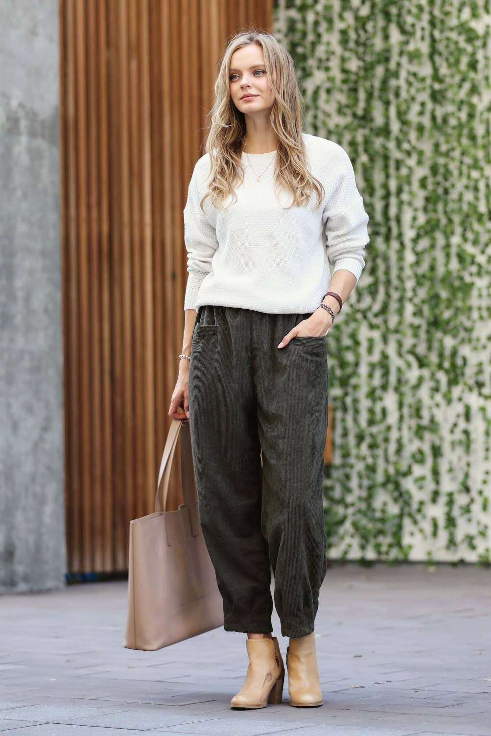 ,,_...Corduroy Front pocket Baggy Pants