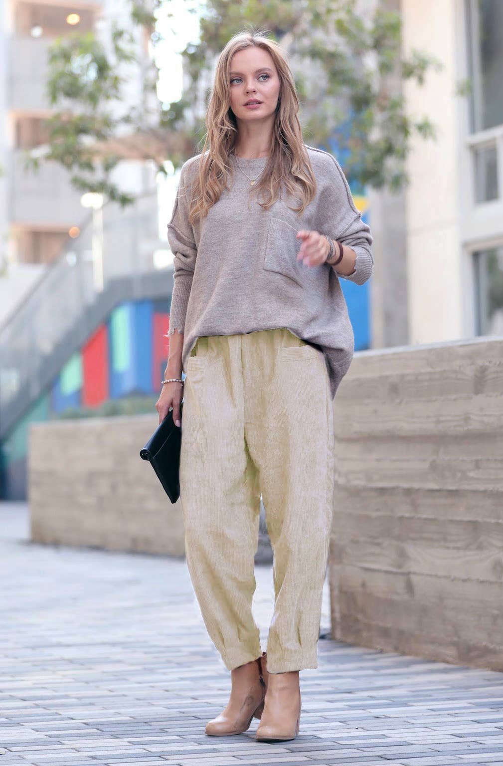 ,,_...Corduroy Front pocket Baggy Pants
