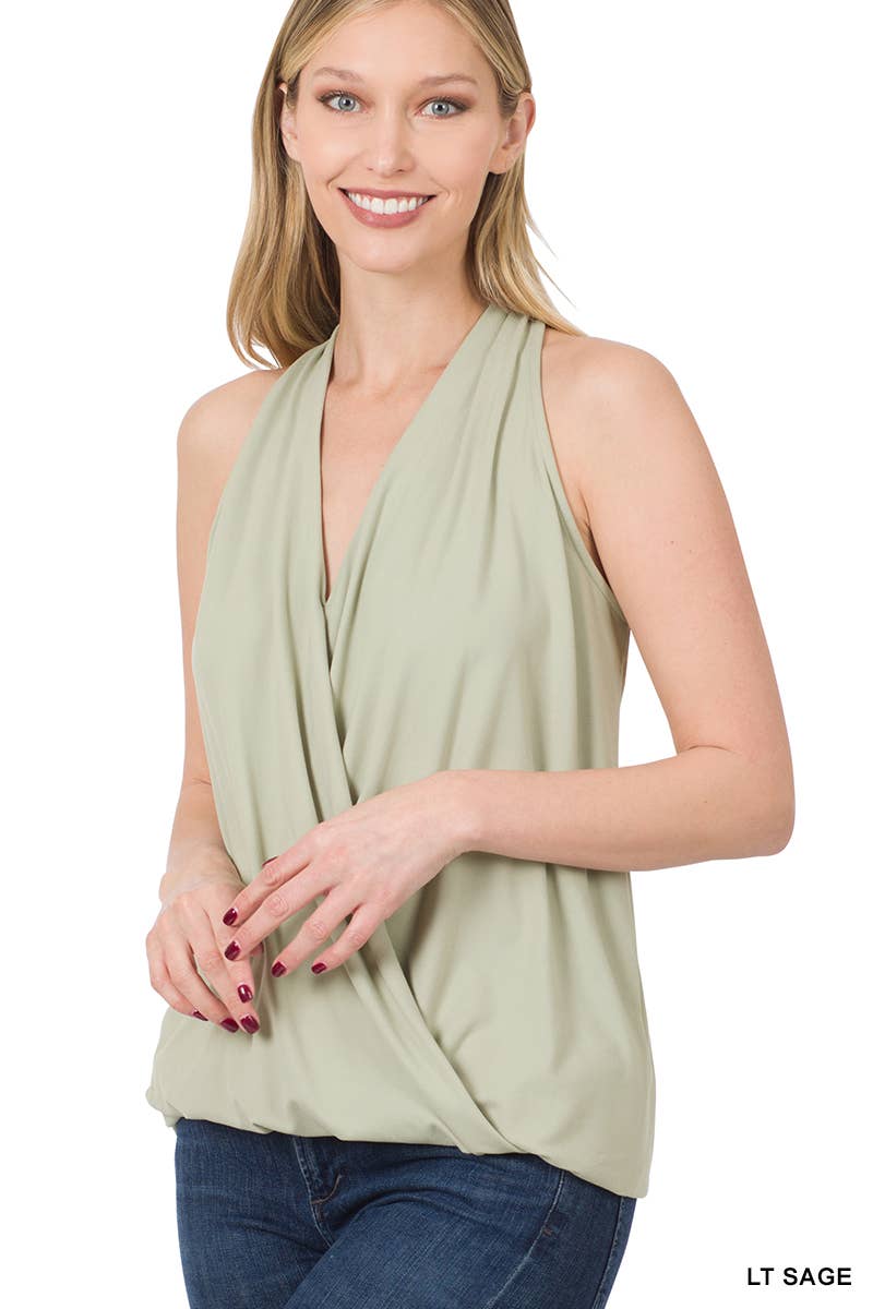 ,.SI-16426 Surplice Halter Top