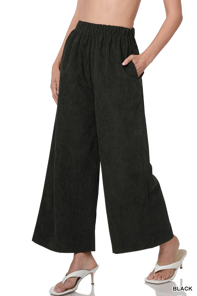",,...CORDUROY WIDE LEG PANTS WITH POCKETS