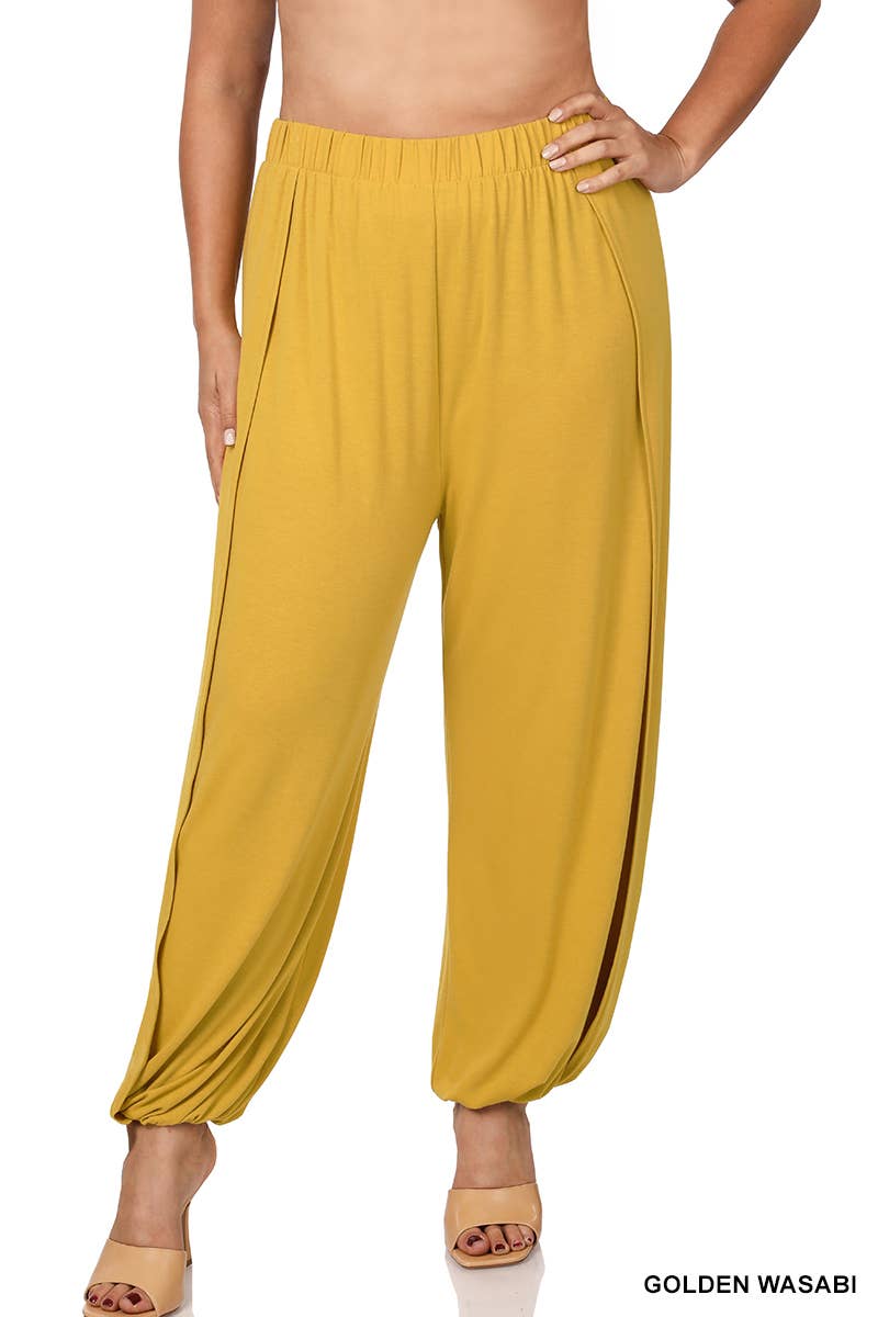 ",..Plus Split Side Pants