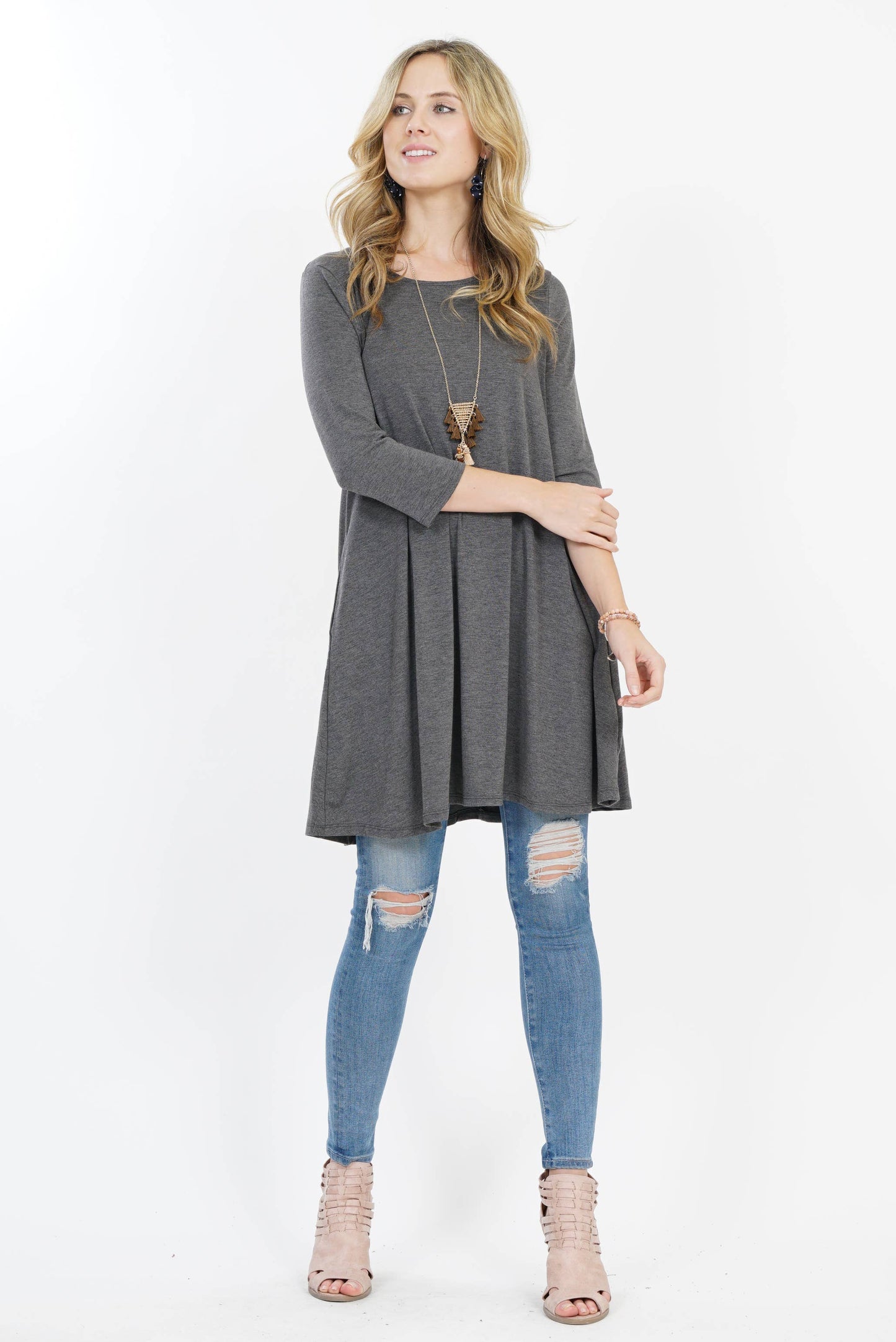 `Side-Pocket Tunics Solid/Print
