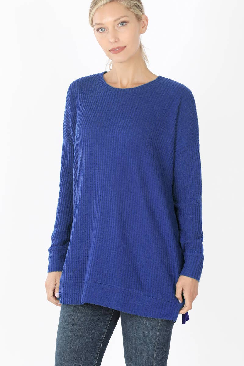 ...0708 Brushed Thermal Waffle Round Neck Sweater SI-15284