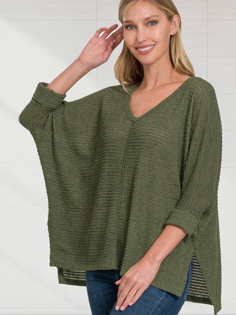 `"...._ Batwing Sleeve Jacquard Sweater