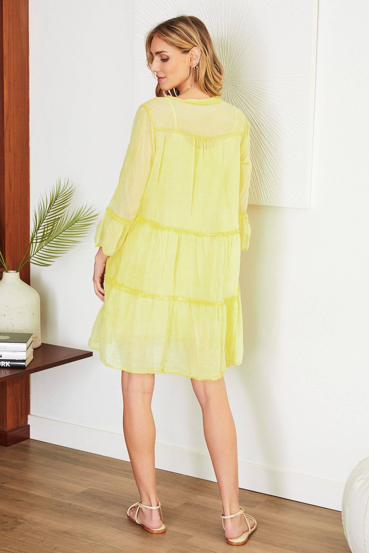 LIGHT WEIGHT COTTON KNEE LENGTH TIERED DRESS (685005)