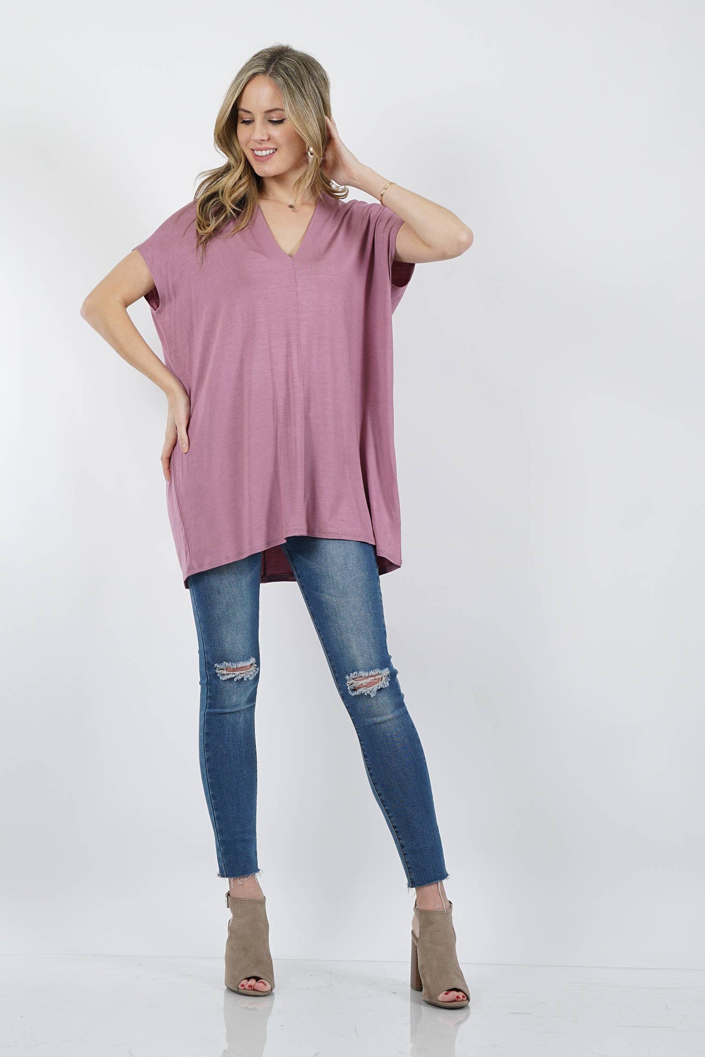 `",...._ Double Vneck loose fit tunic