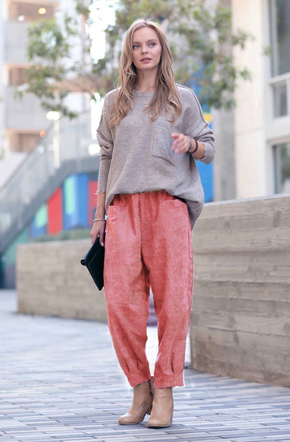 ,,_...Corduroy Front pocket Baggy Pants