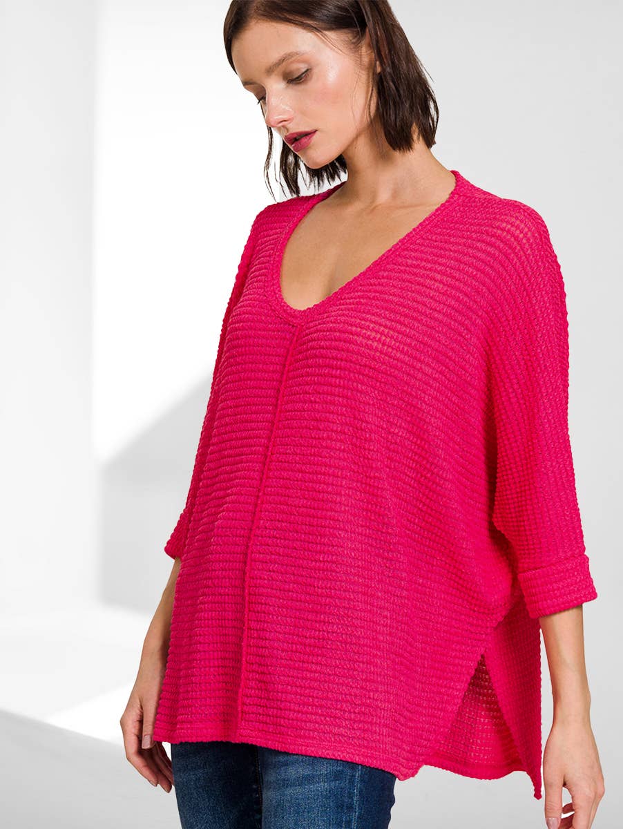 `"...._ Batwing Sleeve Jacquard Sweater