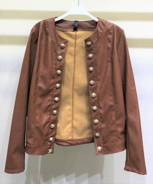 PU LEATHER 16 FASHION BUTTON SGT PEPPER JACKET (83369-PU)