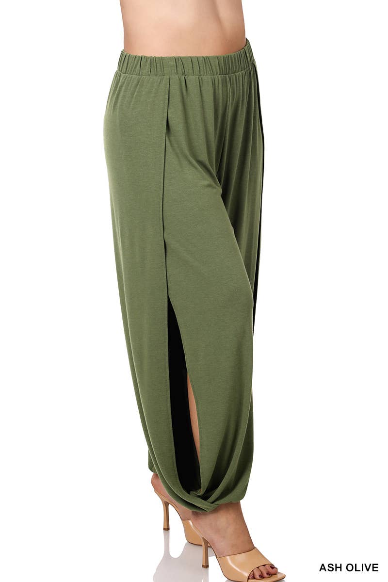 ",..Plus Split Side Pants