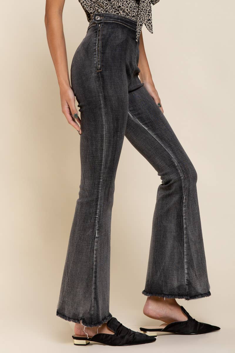 Lightweight denim flare pants SALE