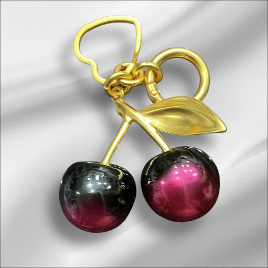 Stylish Purse Keychain Accessories Large Cherries