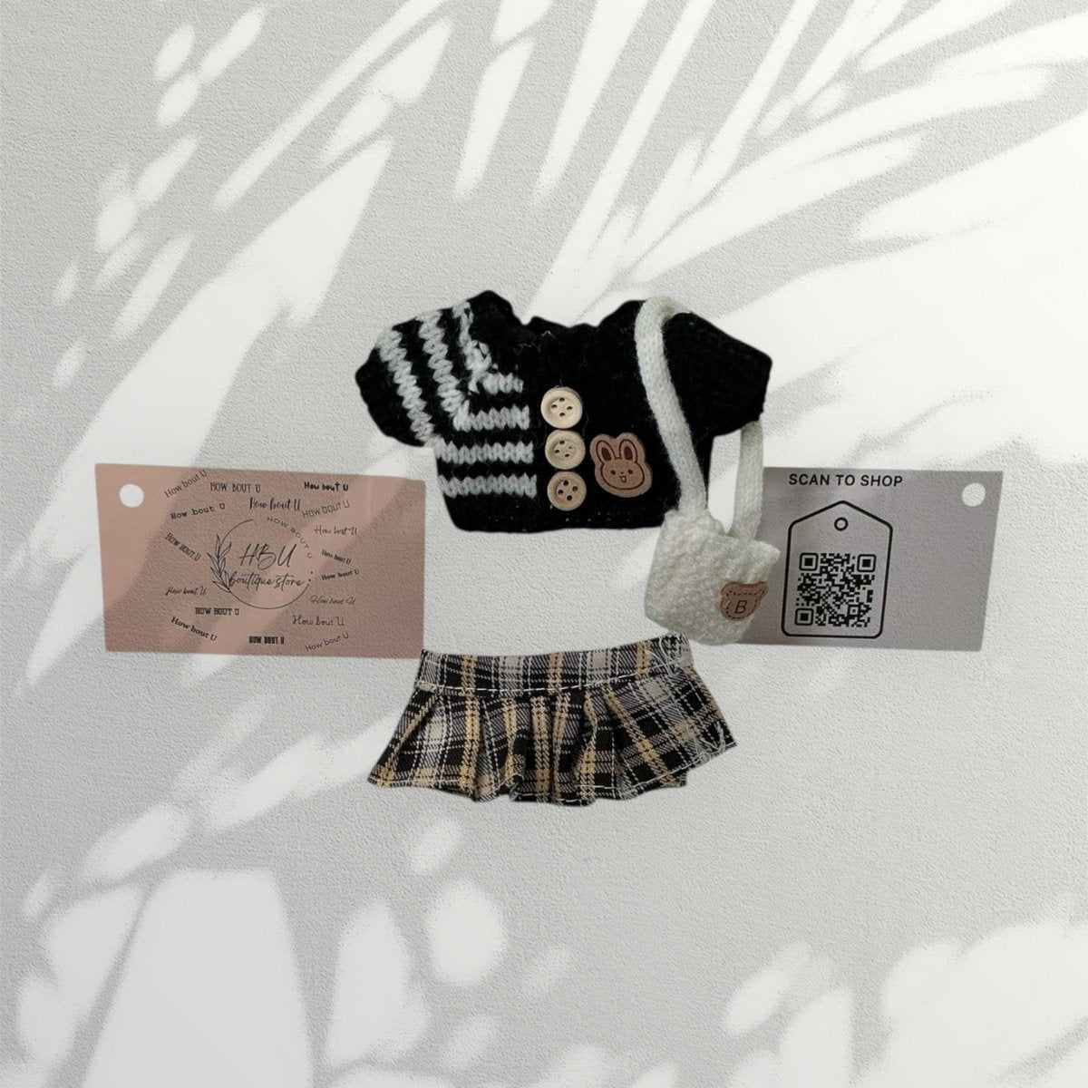 Pop Mart Labubu Clothing Collection Black Brown Skirt Set Labubu