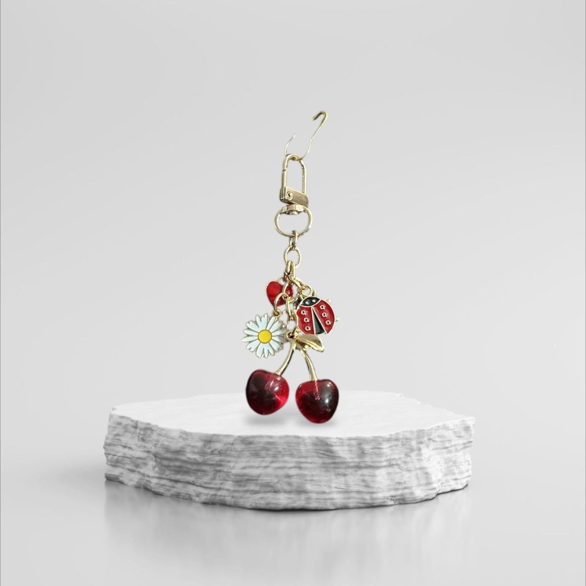 Stylish Purse Keychain Accessories Cherry with Lady Bug