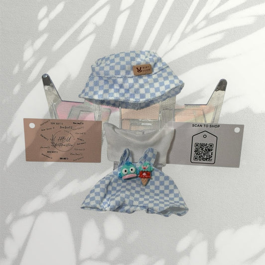Pop Mart Labubu Clothing Collection Checker Blue Big Into Energy