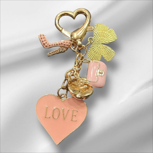 Stylish Purse Keychain Accessories Pink Love Heart