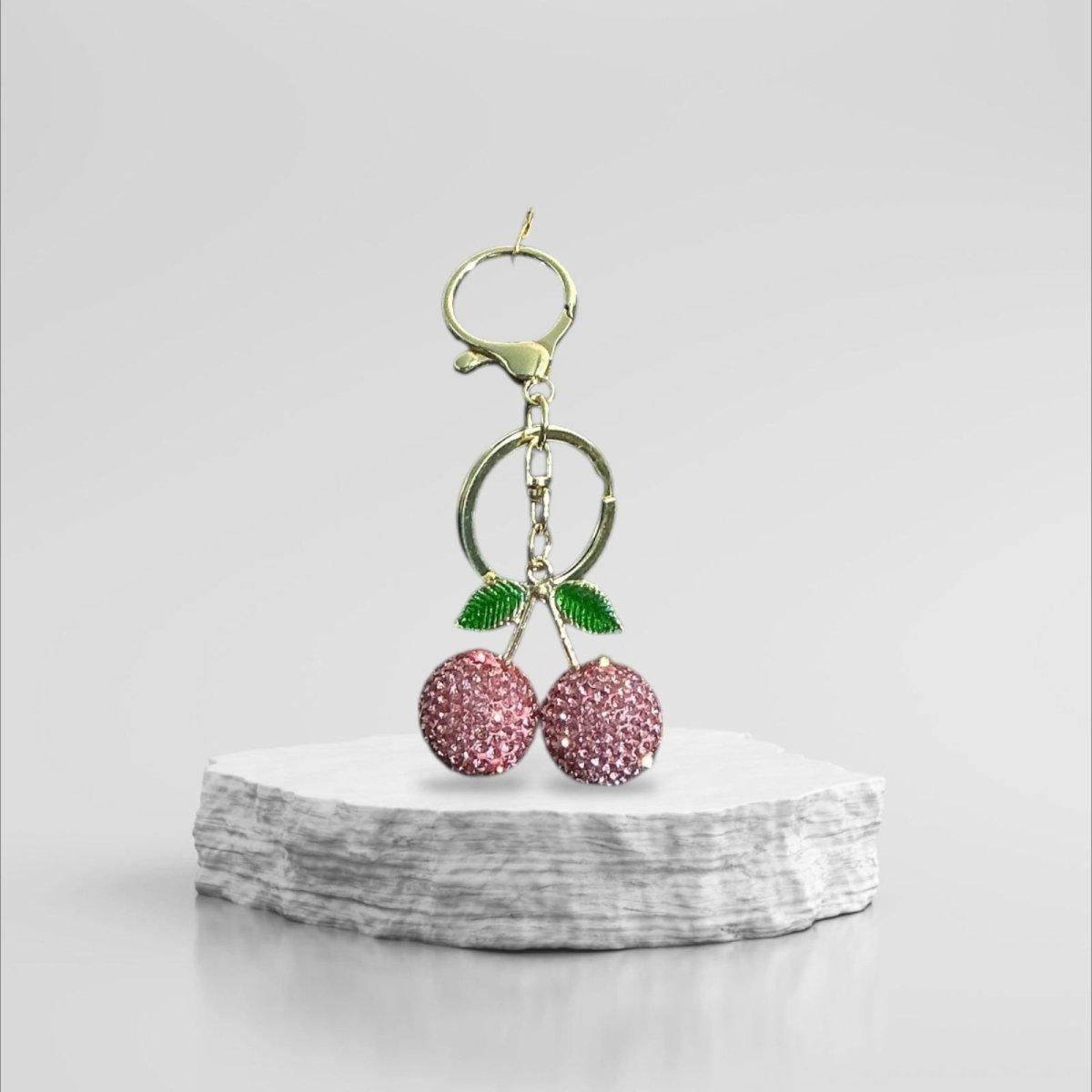 Stylish Purse Keychain Accessories Bling Pink Cherries