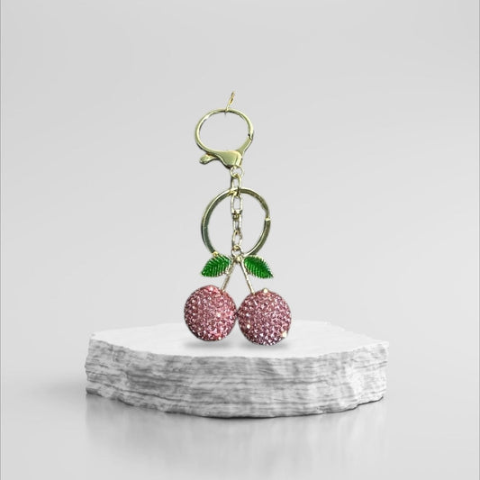 Stylish Purse Keychain Accessories Bling Pink Cherries