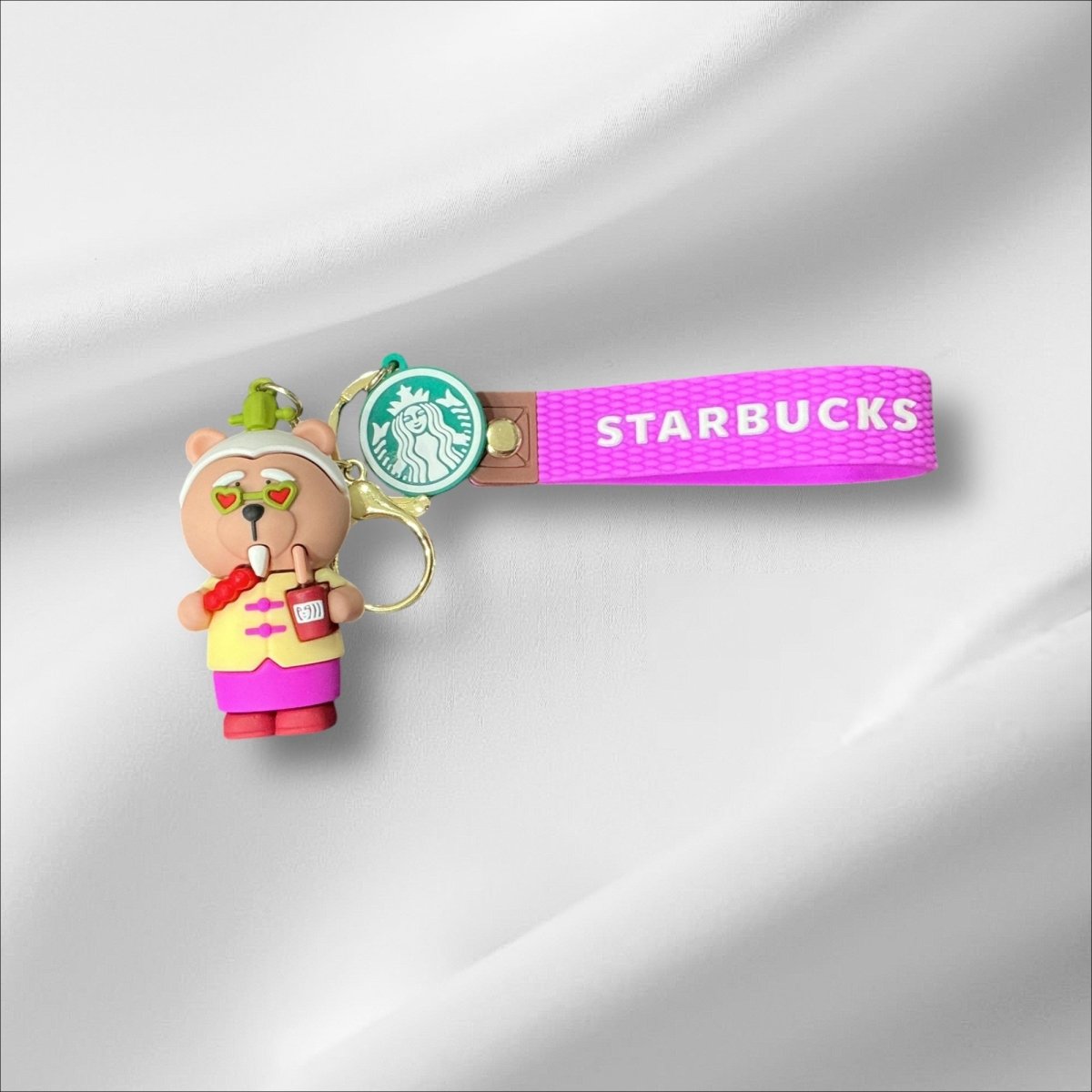 Stylish Purse Keychain Accessories Starbucks Heart Eye Bear