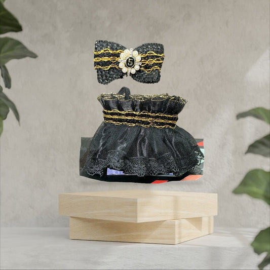 Pop Mart Labubu Clothing Collection Black and Gold Fancy Labubu
