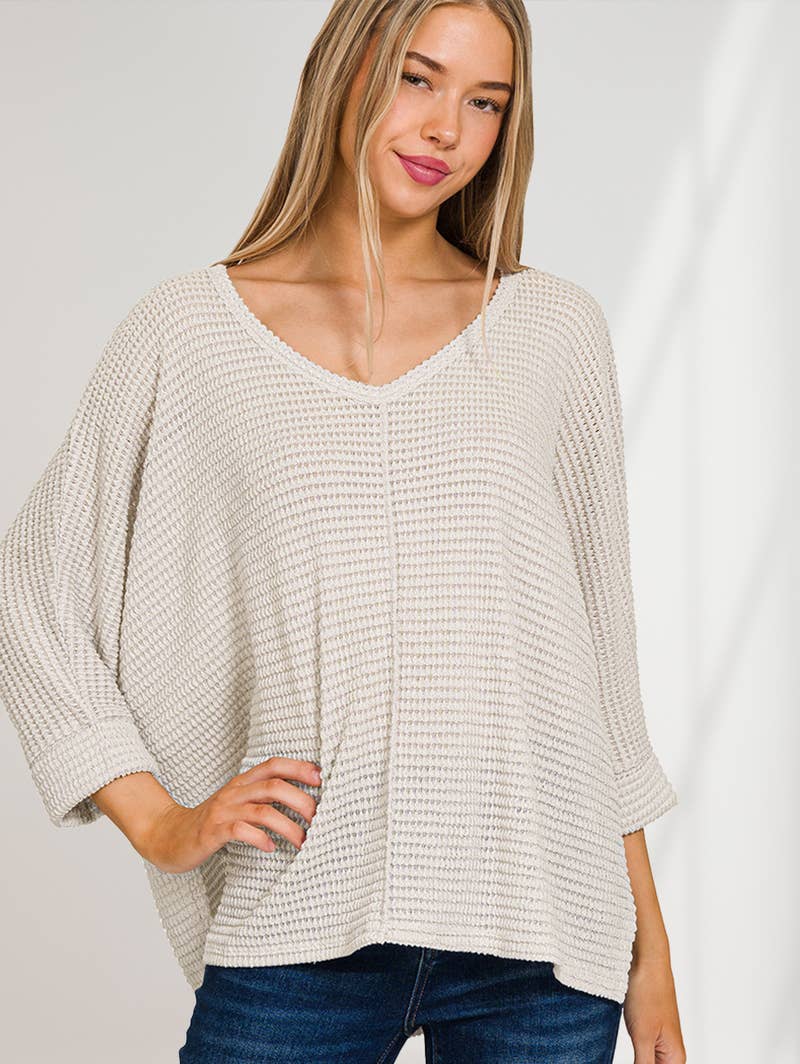 `"...._ Batwing Sleeve Jacquard Sweater