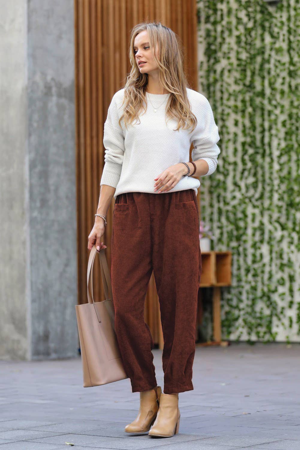 ,,_...Corduroy Front pocket Baggy Pants
