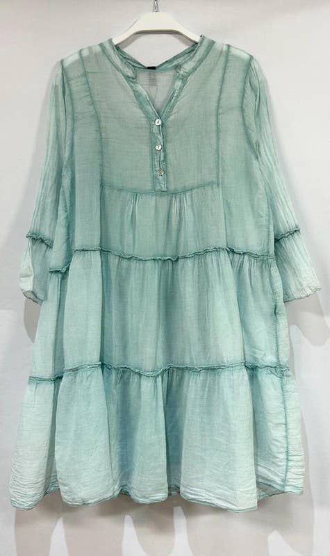 LIGHT WEIGHT COTTON KNEE LENGTH TIERED DRESS (685005)