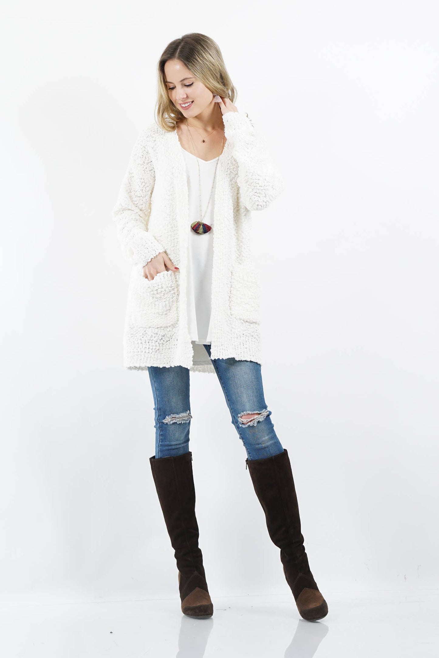 `"Popcorn Sweater Cardigan