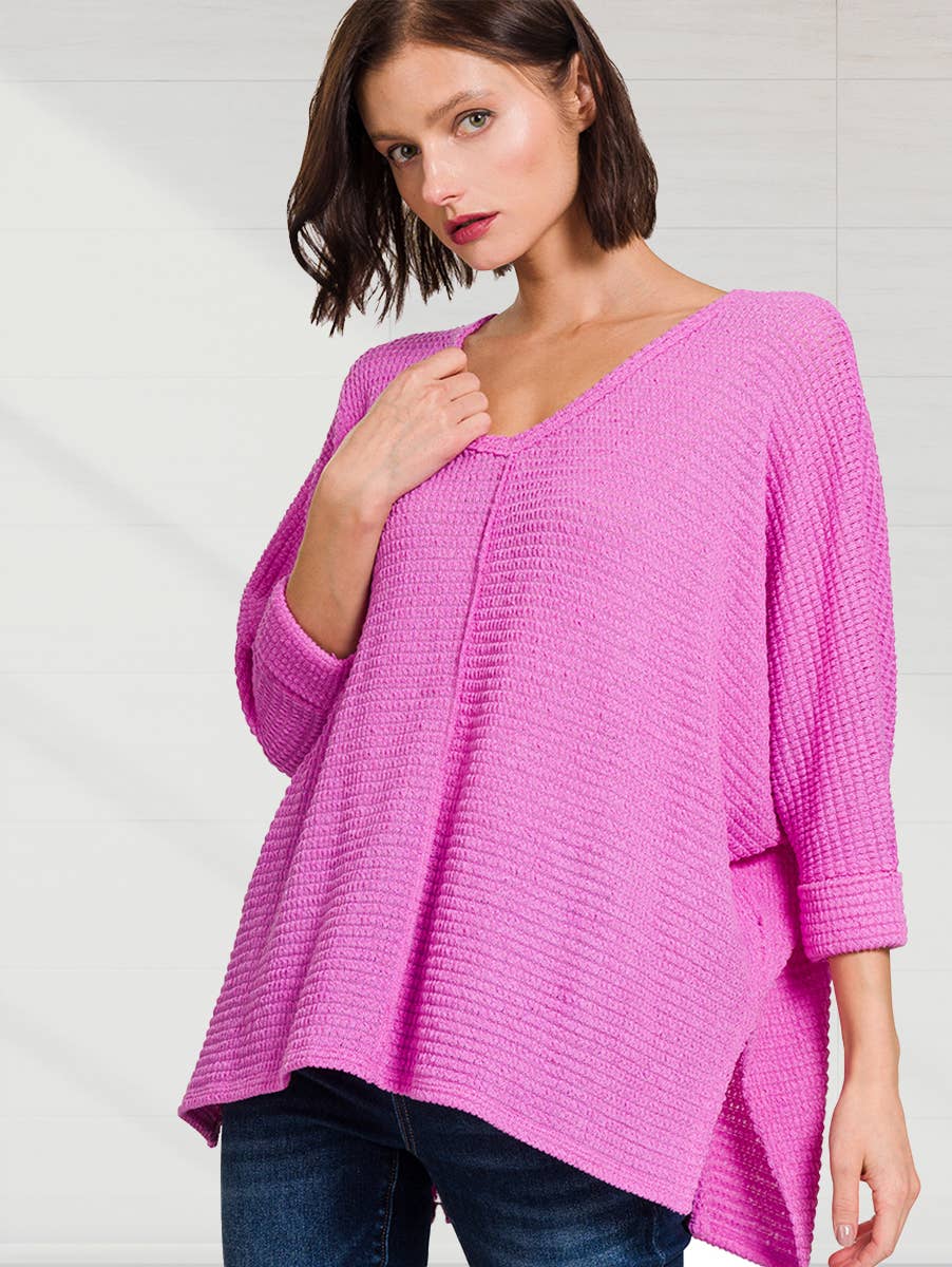 `"...._ Batwing Sleeve Jacquard Sweater