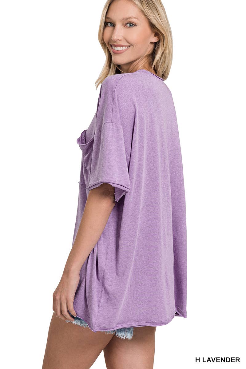 ", Oversized Cotton Raw Edge Boyfriend Tee