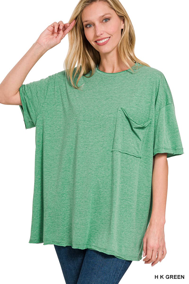 ", Oversized Cotton Raw Edge Boyfriend Tee