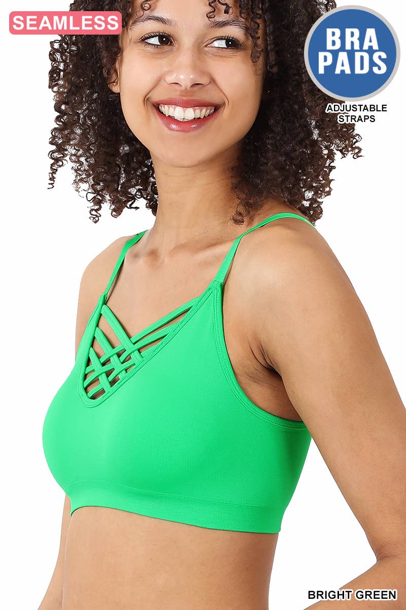 `", Lattice Bralette With Removable Bra Pads