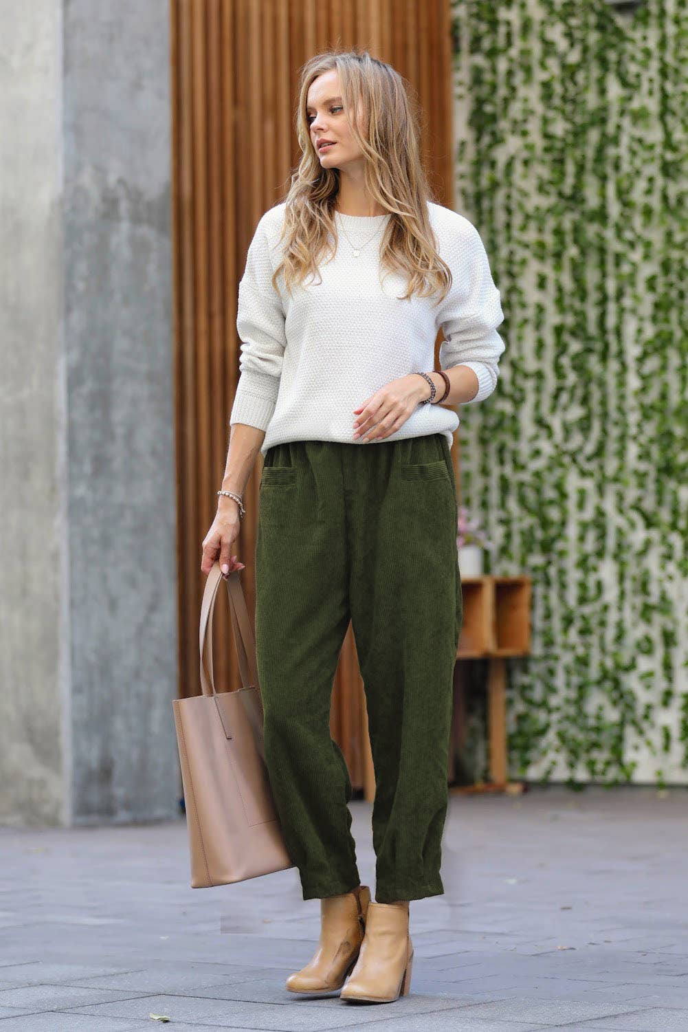 ,,_...Corduroy Front pocket Baggy Pants