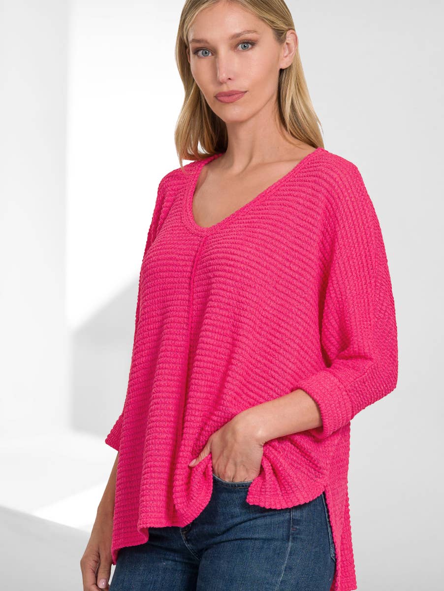 `"...._ Batwing Sleeve Jacquard Sweater