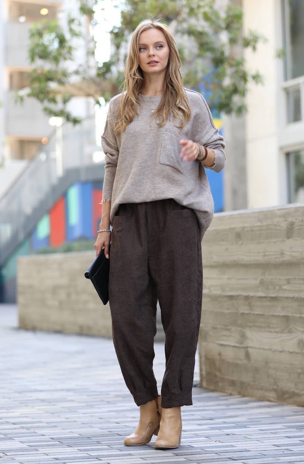 ,,_...Corduroy Front pocket Baggy Pants