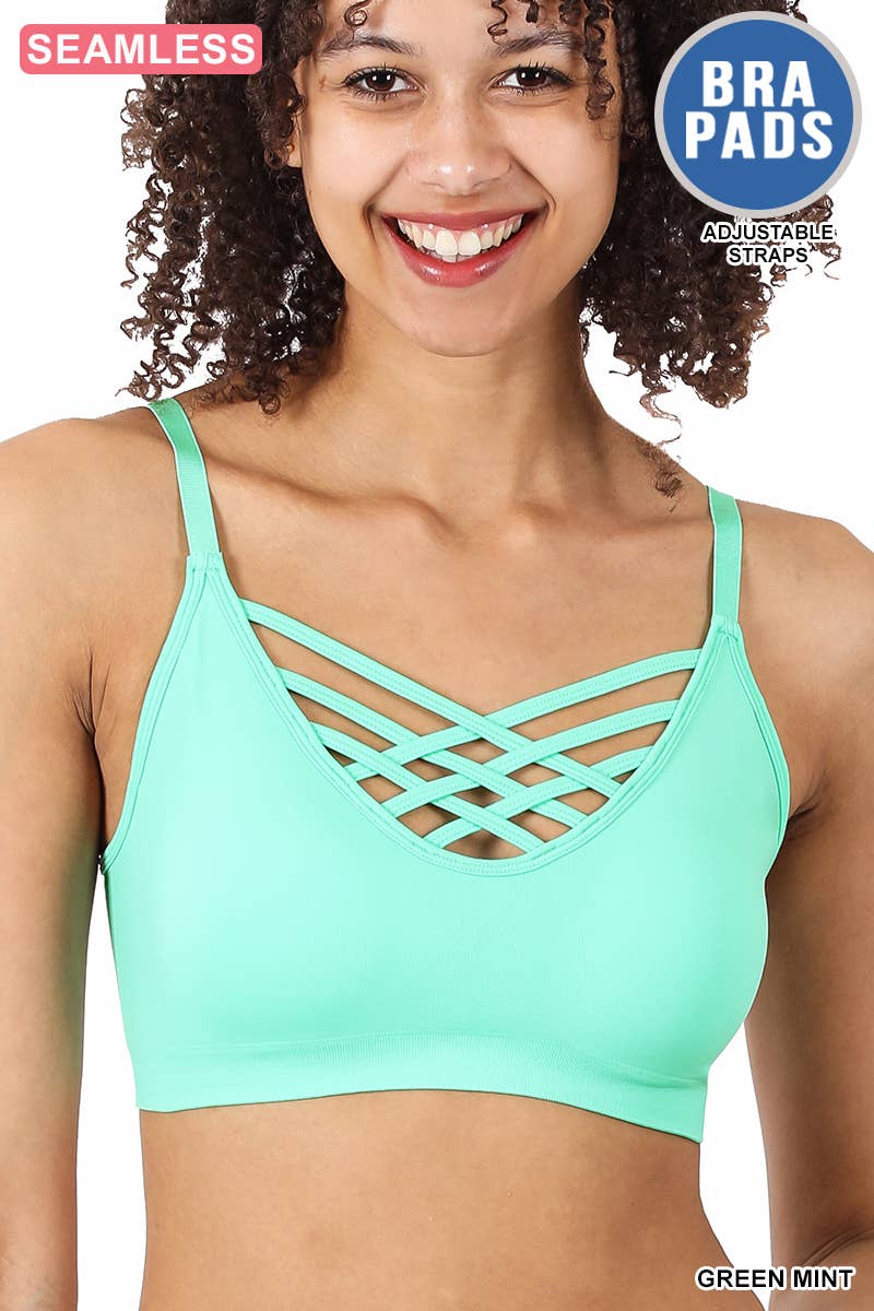 `", Lattice Bralette With Removable Bra Pads