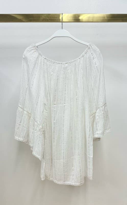OFF SHOULDER FLARE SLEEVE TUNIC DRESS (19-155)